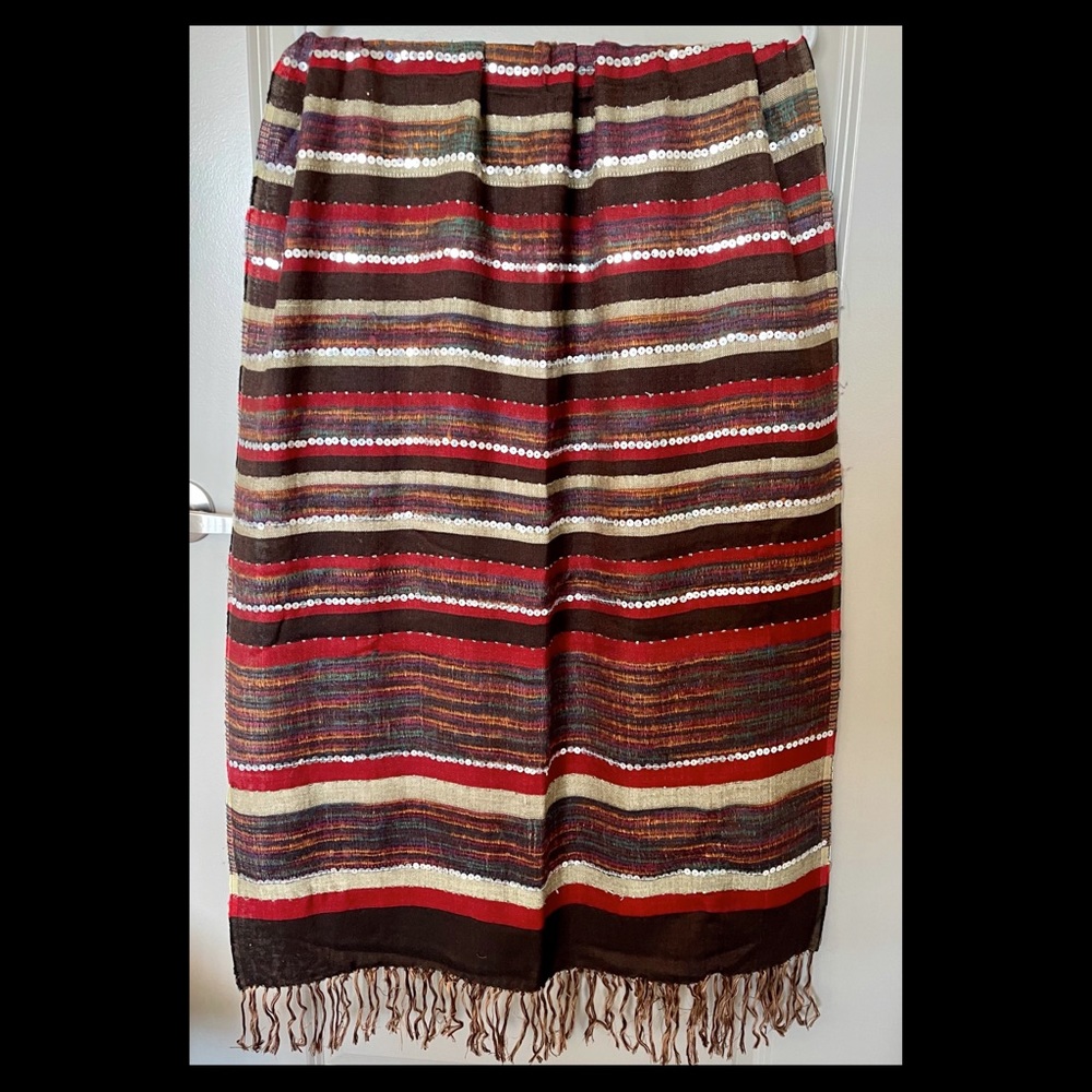 Beautiful Colored Hand Embroidered with Sequin work Scarf/ Stole.
